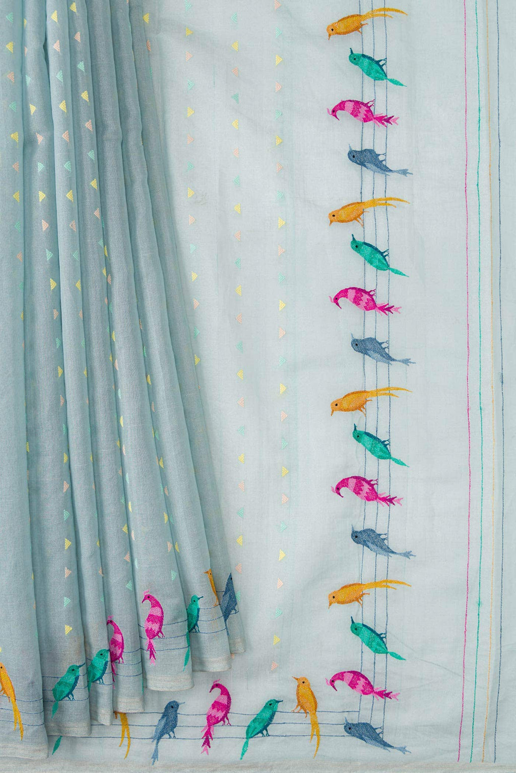 Light Blue Dual Tone Chanderi Tissue Silk Saree