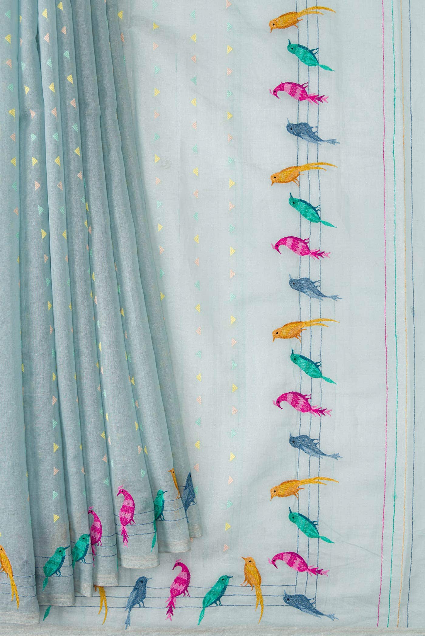 Light Blue Dual Tone Chanderi Tissue Silk Saree