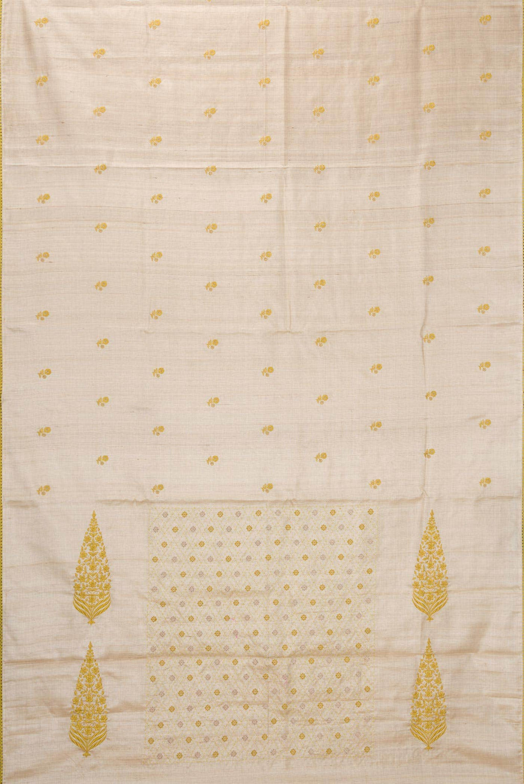 Beige Tussar Silk Saree