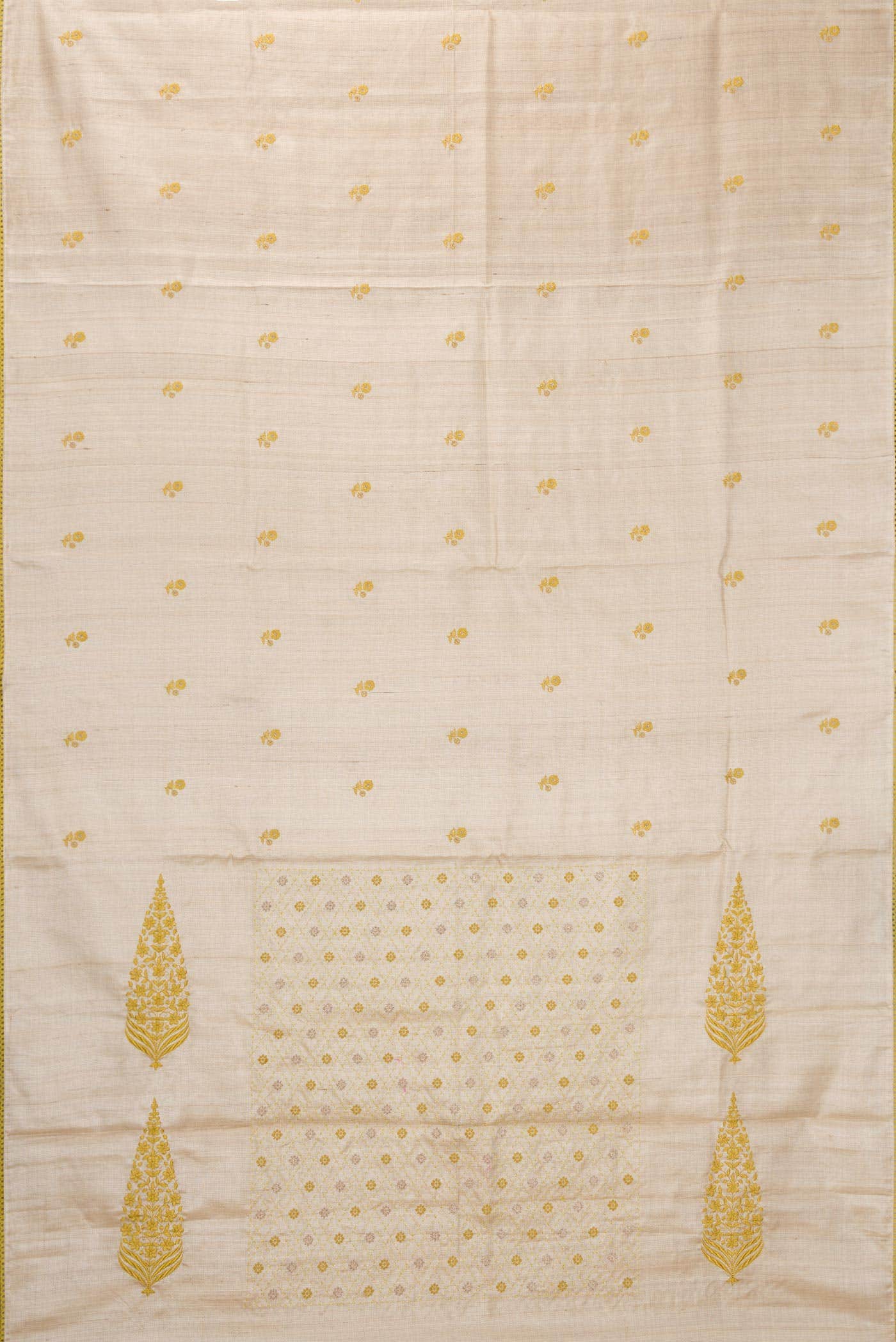 Beige Tussar Silk Saree