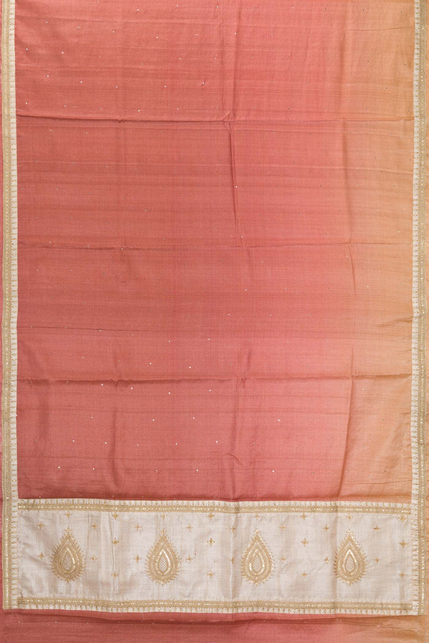 Rose Gold Dual Tone Tussar Silk Saree