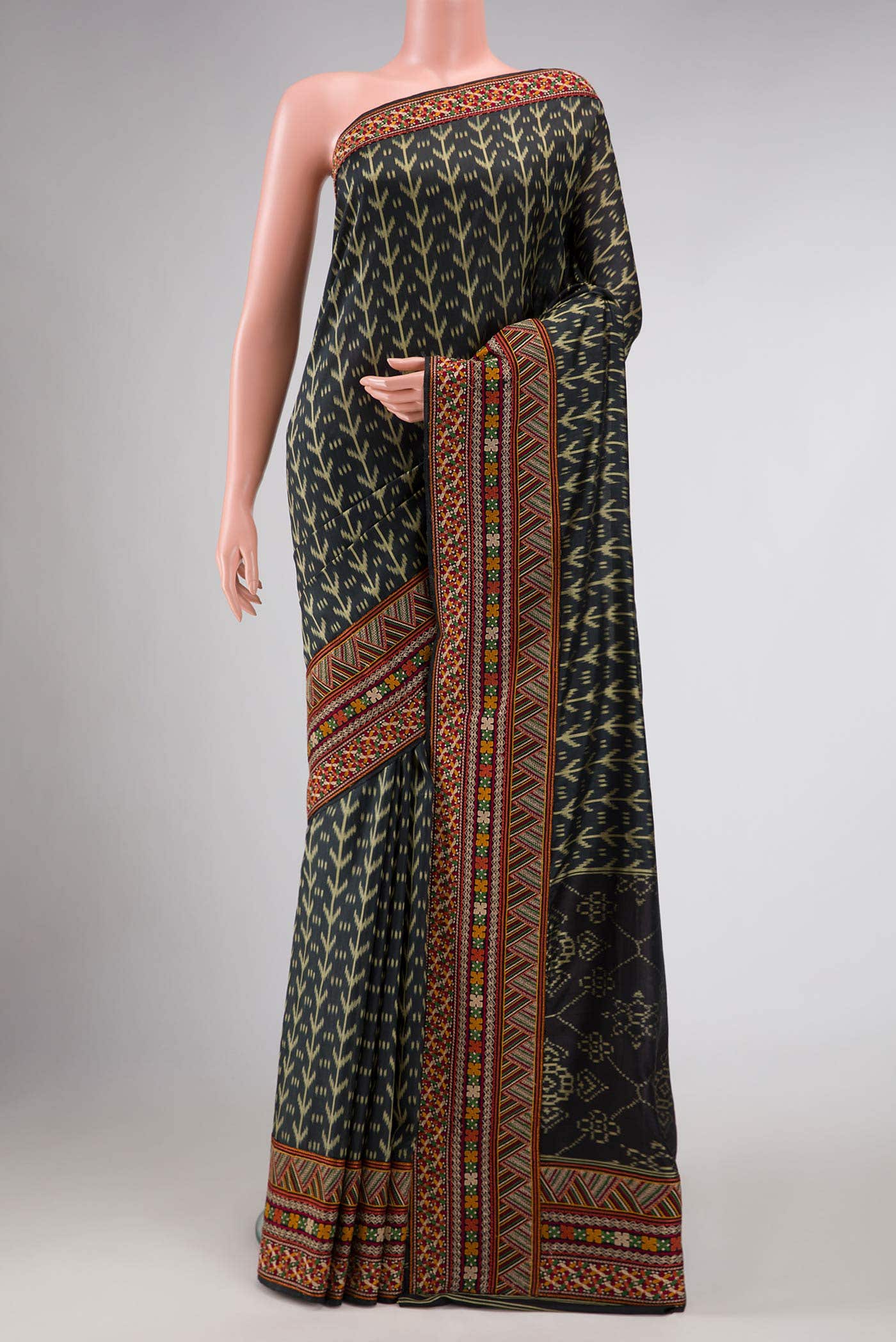Black Double Ikat Saree
