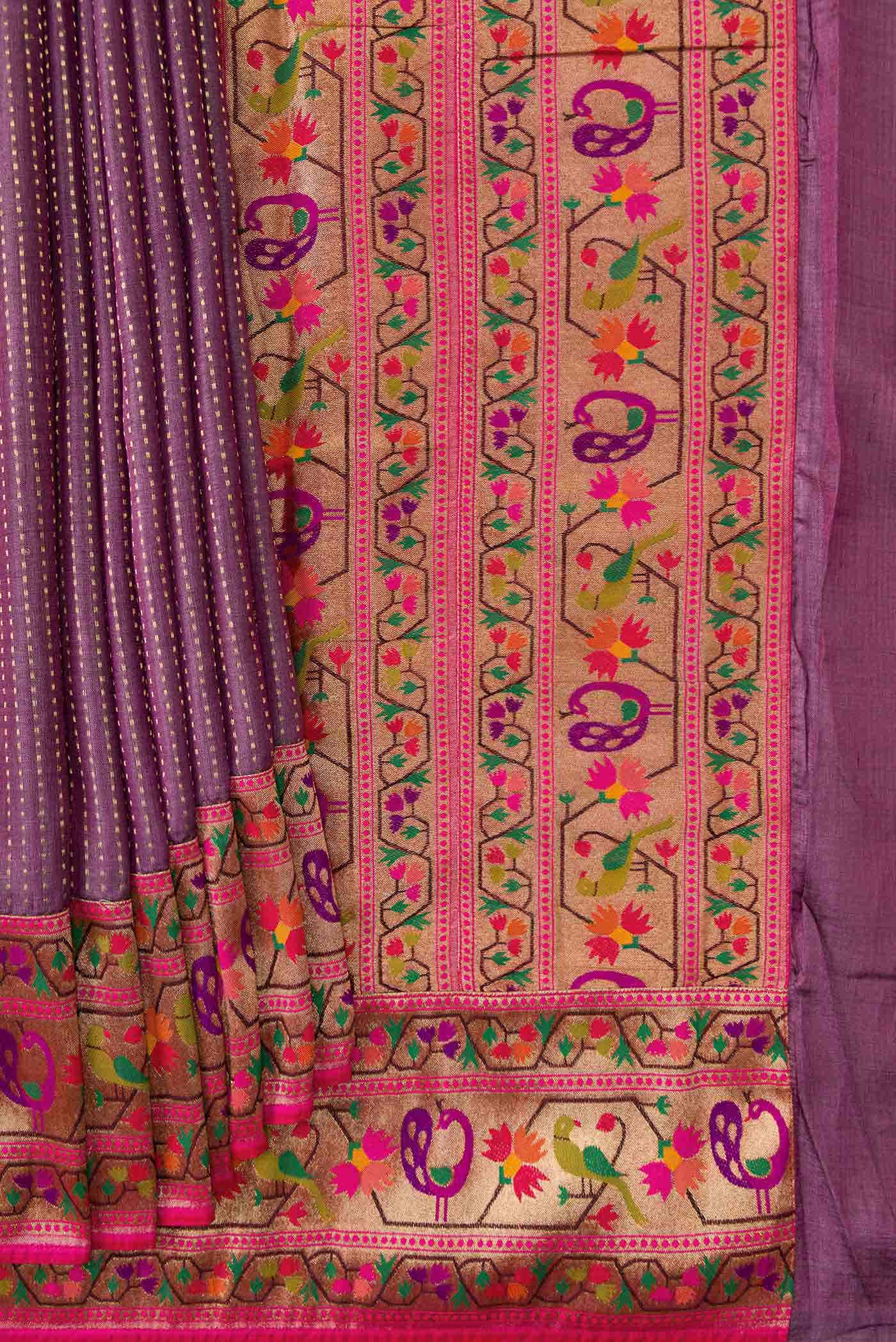 Burgundy Dual Tone Tussar Silk Saree