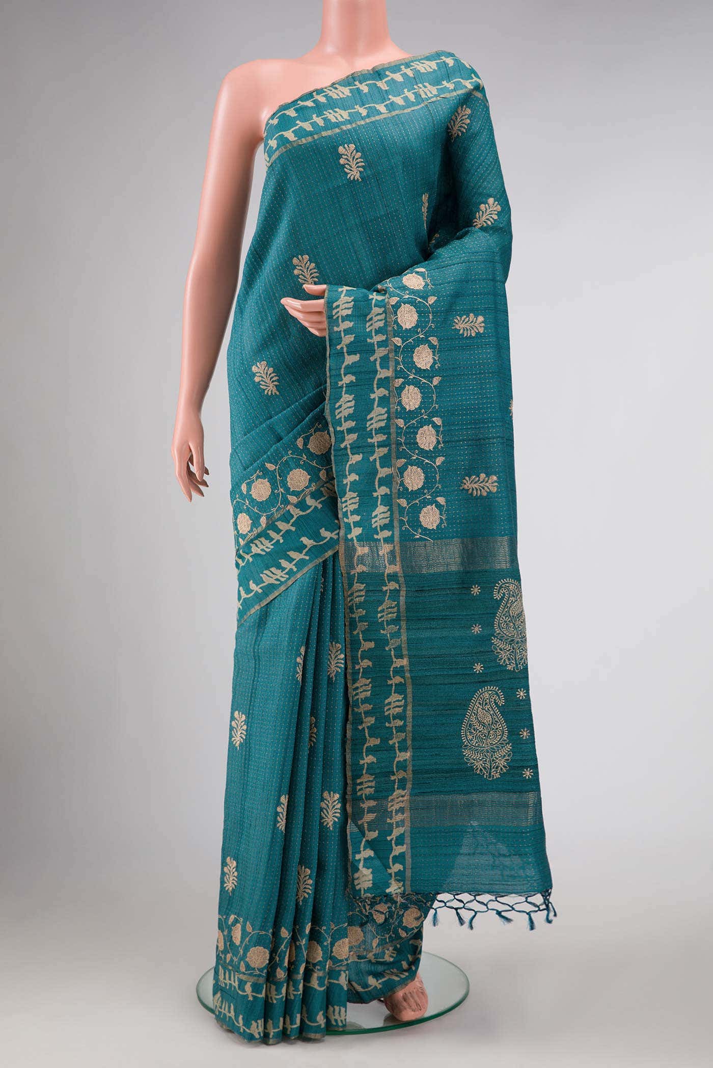 Maya Blue Dual Tone Tussar Silk Saree