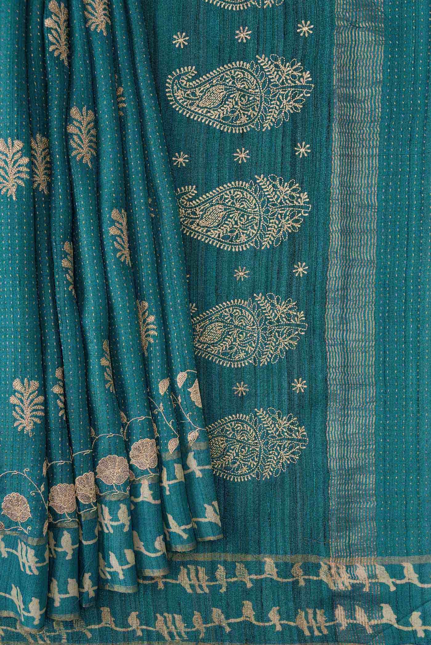 Maya Blue Dual Tone Tussar Silk Saree