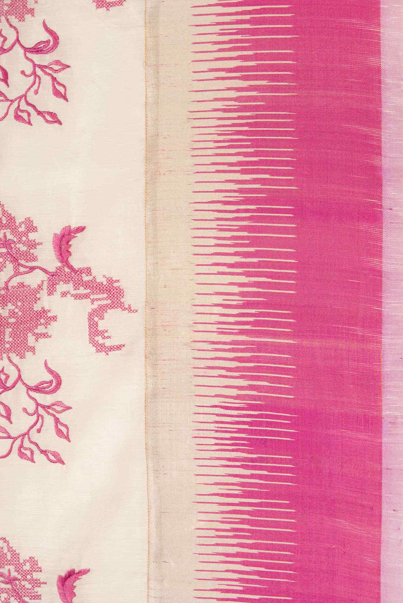 Off White Dual Tone Tussar Silk Saree