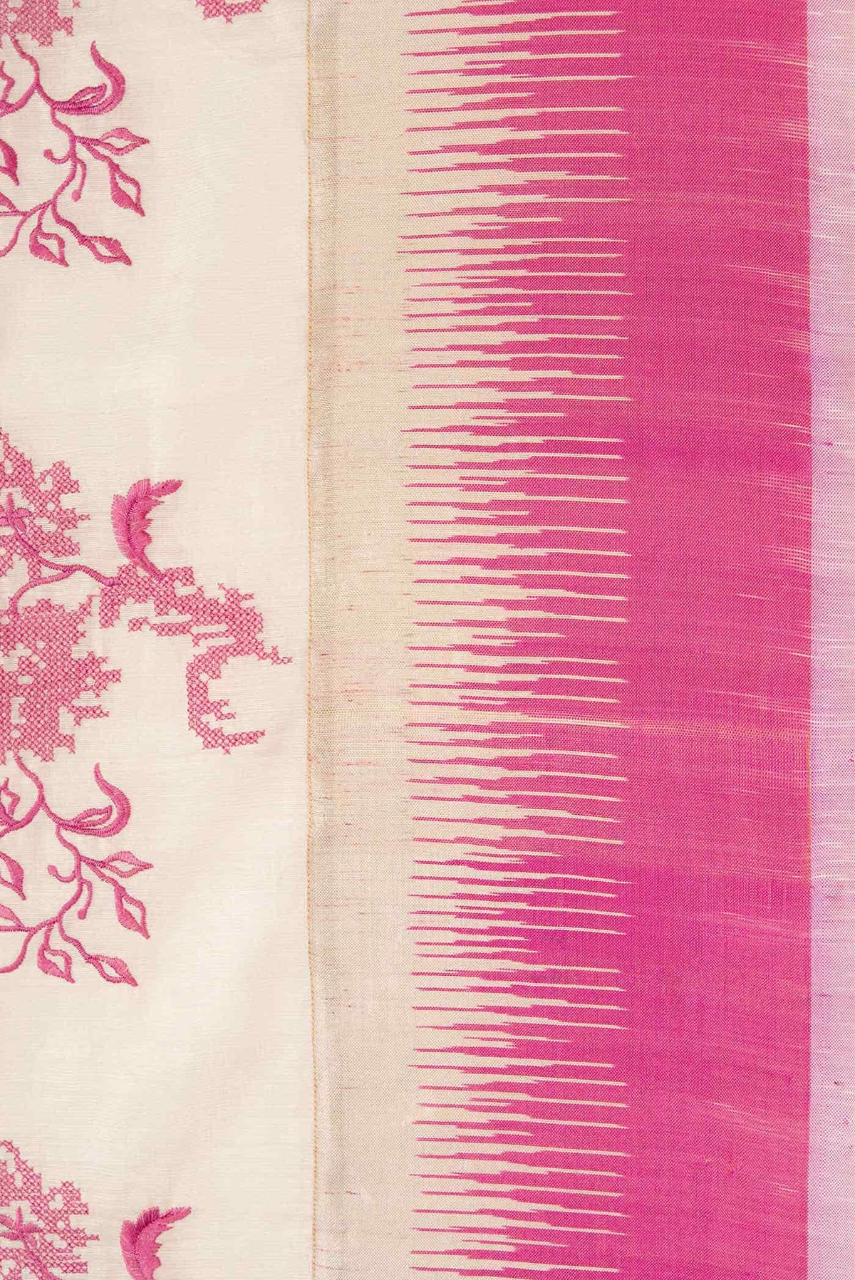 Off White Dual Tone Tussar Silk Saree