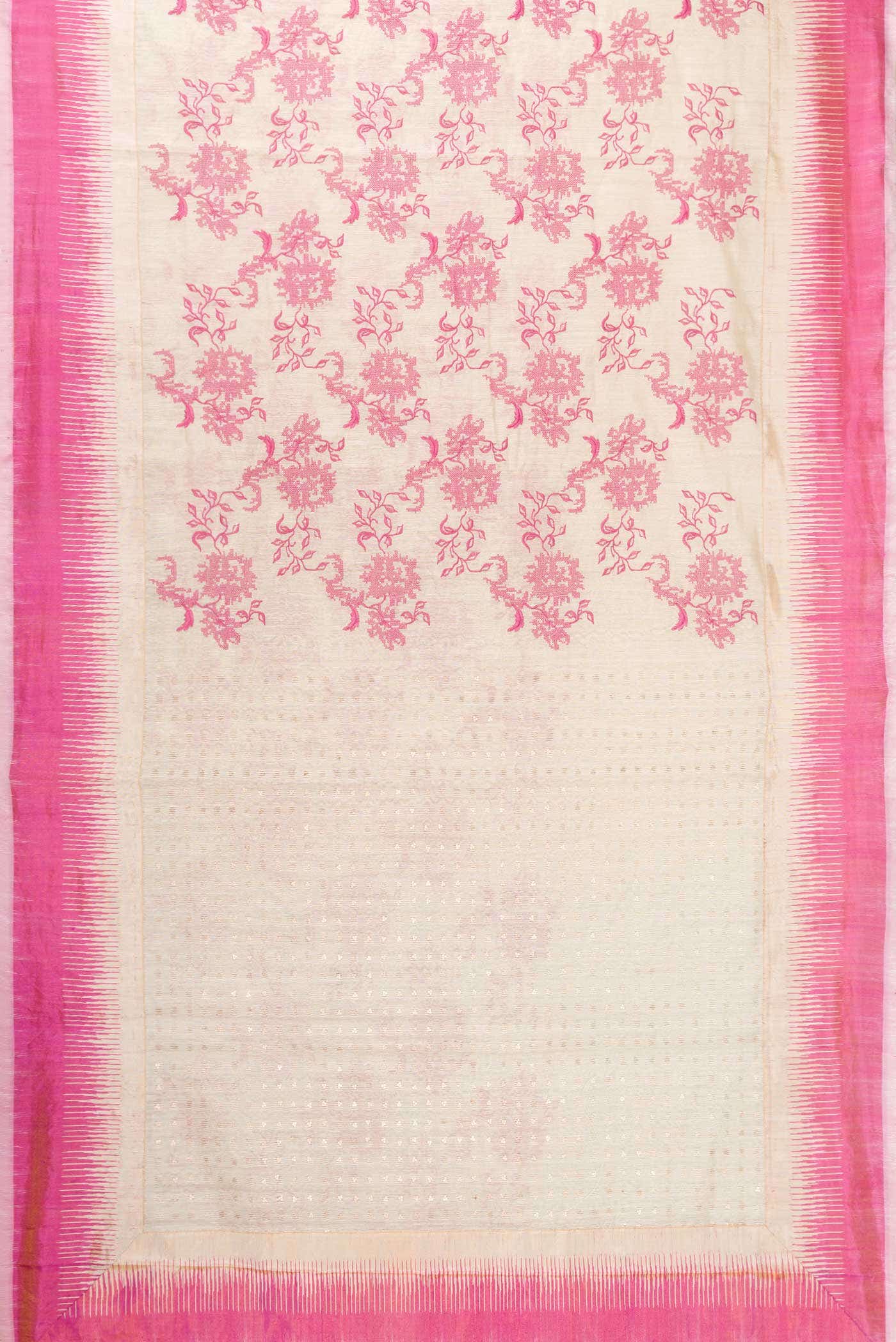 Off White Dual Tone Tussar Silk Saree