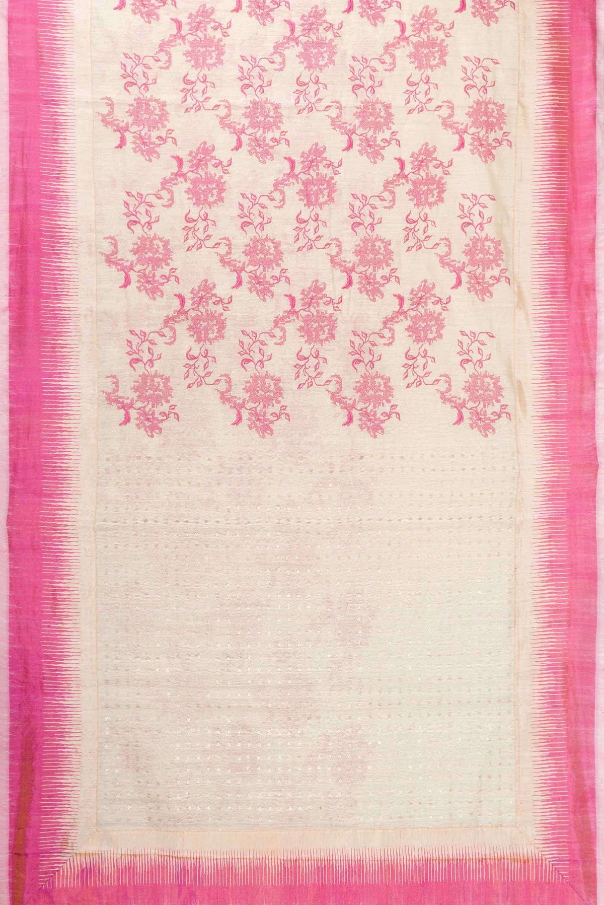 Off White Dual Tone Tussar Silk Saree