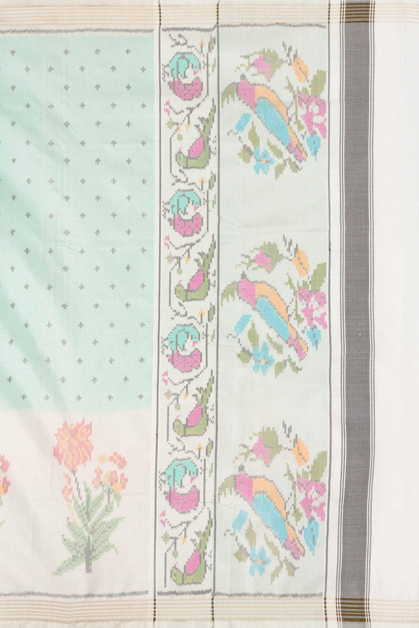 Pure Silk Pure Zari Light Blue Dual Tone Double Ikat Saree