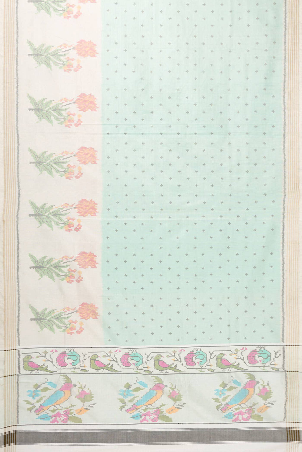 Pure Silk Pure Zari Light Blue Dual Tone Double Ikat Saree