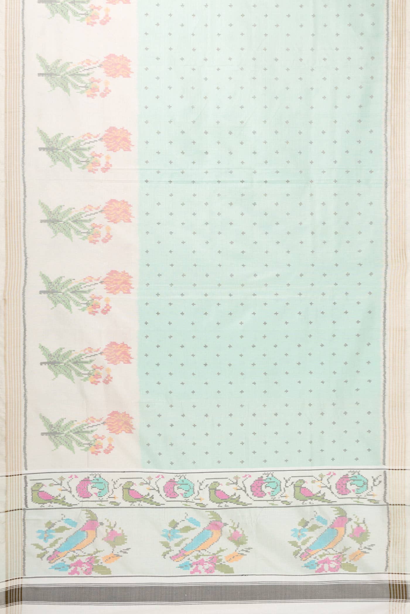 Pure Silk Pure Zari Light Blue Dual Tone Double Ikat Saree