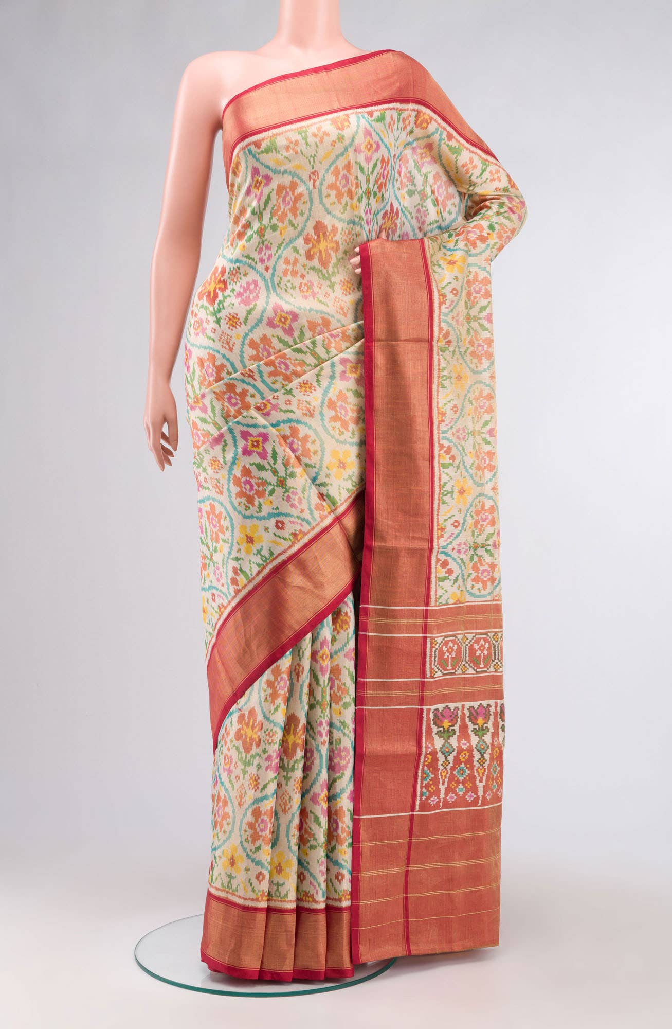 Beige Rajkot Patola Silk Saree
