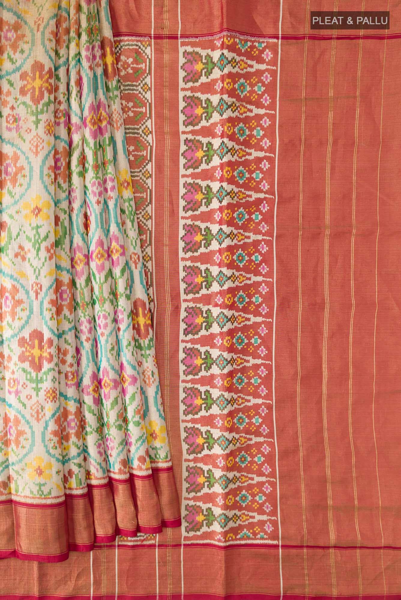 Beige Rajkot Patola Silk Saree