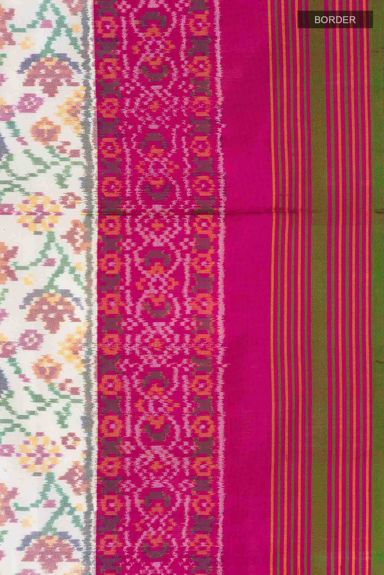 White Rajkot Patola Silk Saree