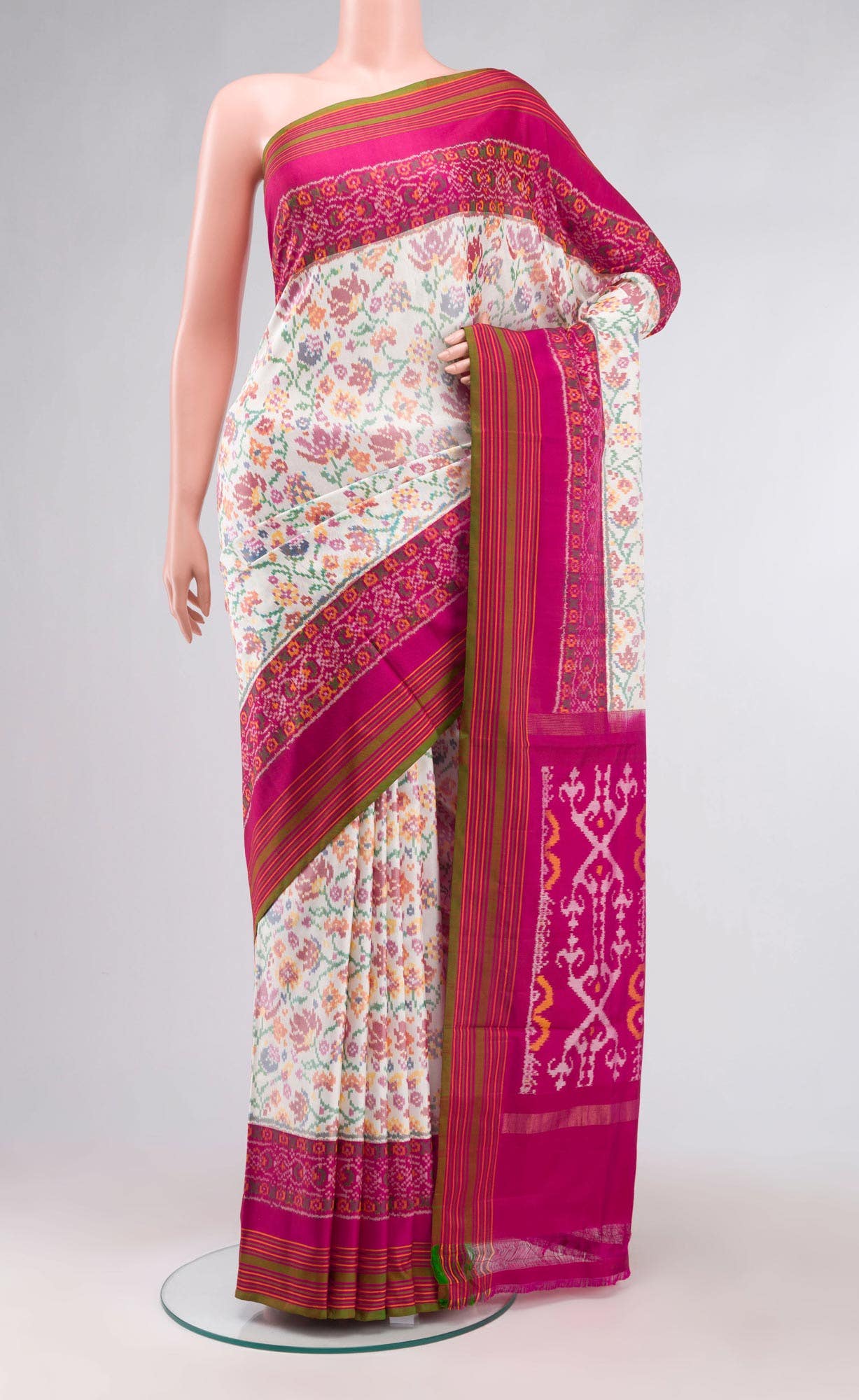 White Rajkot Patola Silk Saree