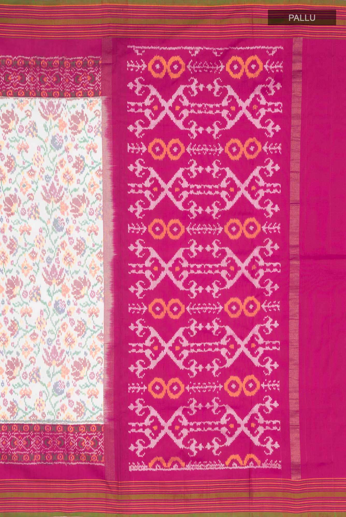 White Rajkot Patola Silk Saree