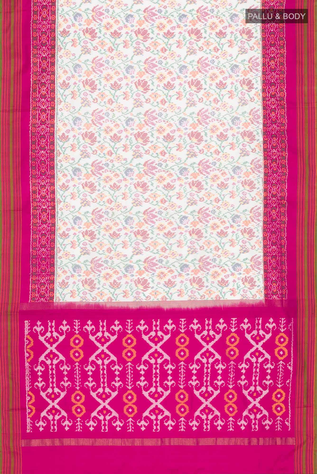 White Rajkot Patola Silk Saree