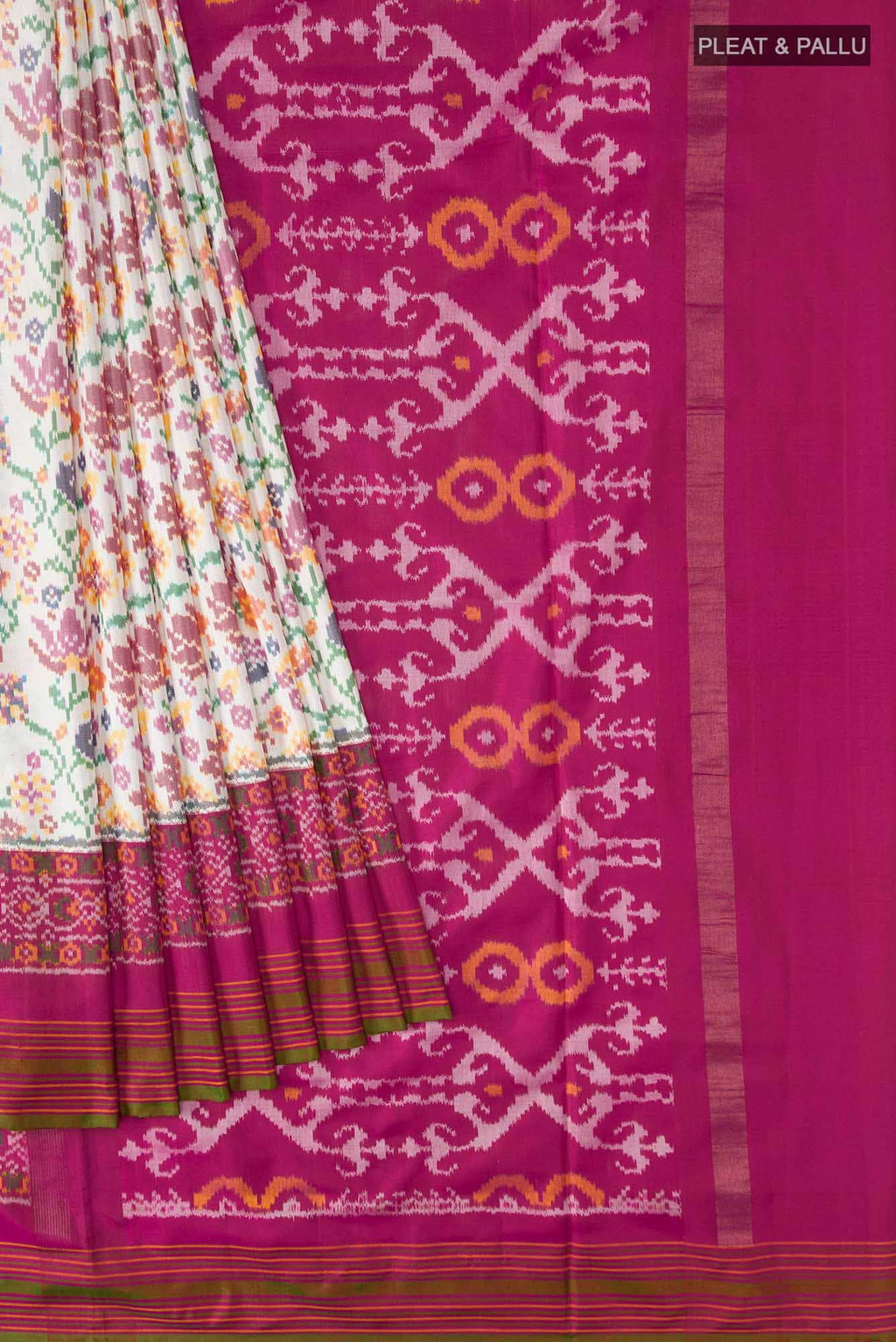 White Rajkot Patola Silk Saree