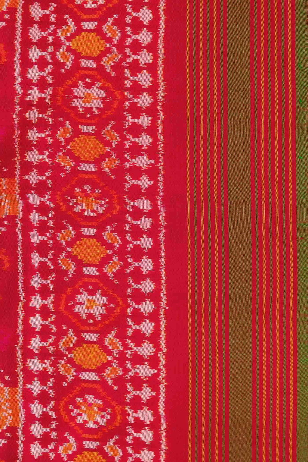 Pure Silk Pure Zari Red Dual Tone Double Ikat Saree