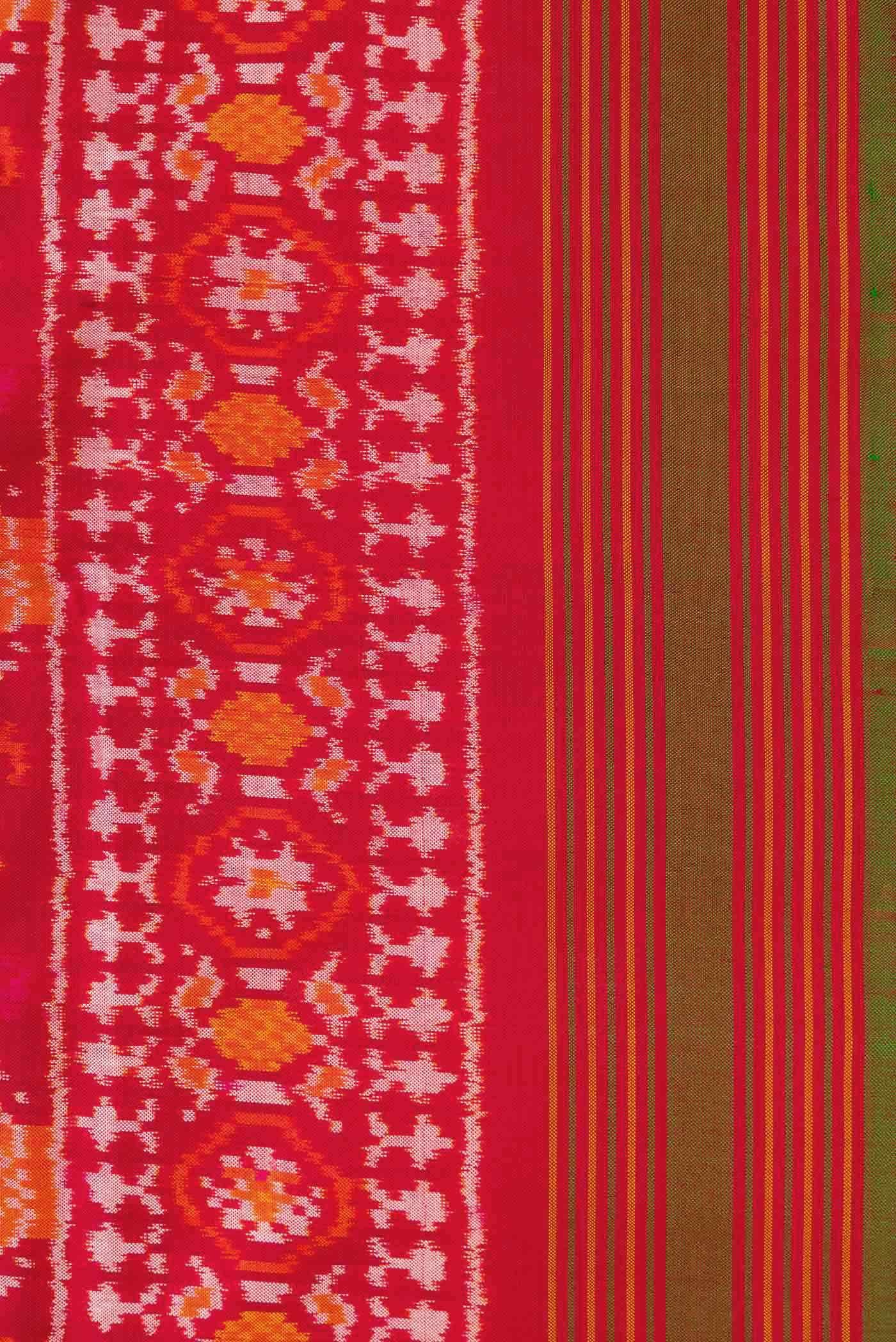 Pure Silk Pure Zari Red Dual Tone Double Ikat Saree