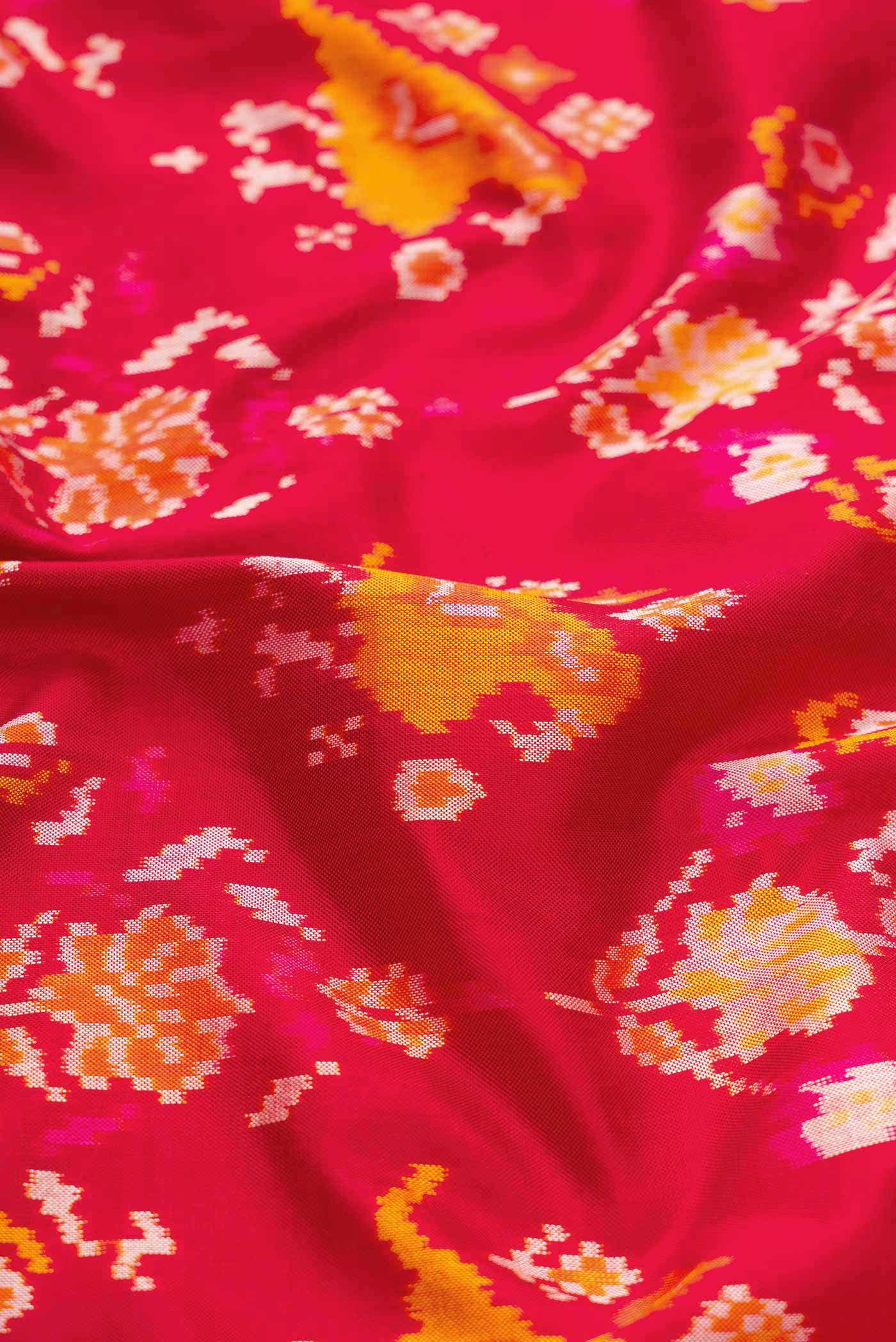 Pure Silk Pure Zari Red Dual Tone Double Ikat Saree