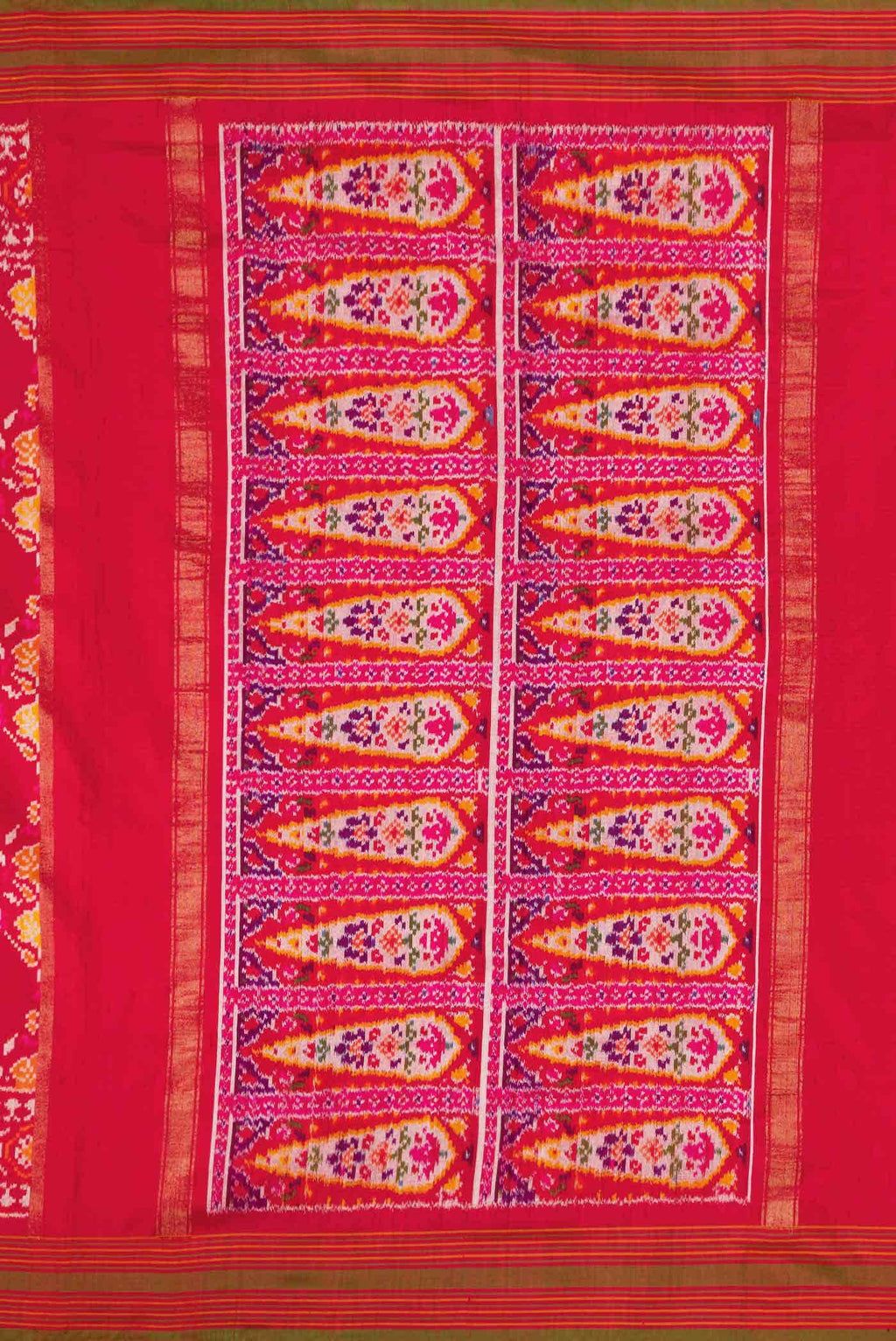 Pure Silk Pure Zari Red Dual Tone Double Ikat Saree