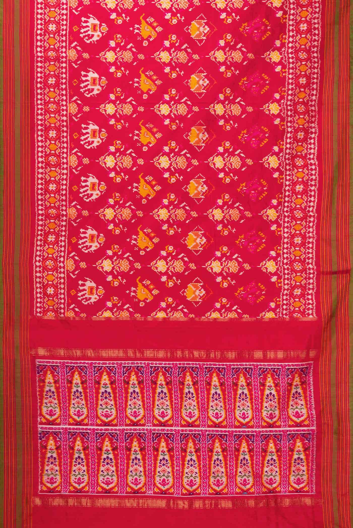 Pure Silk Pure Zari Red Dual Tone Double Ikat Saree