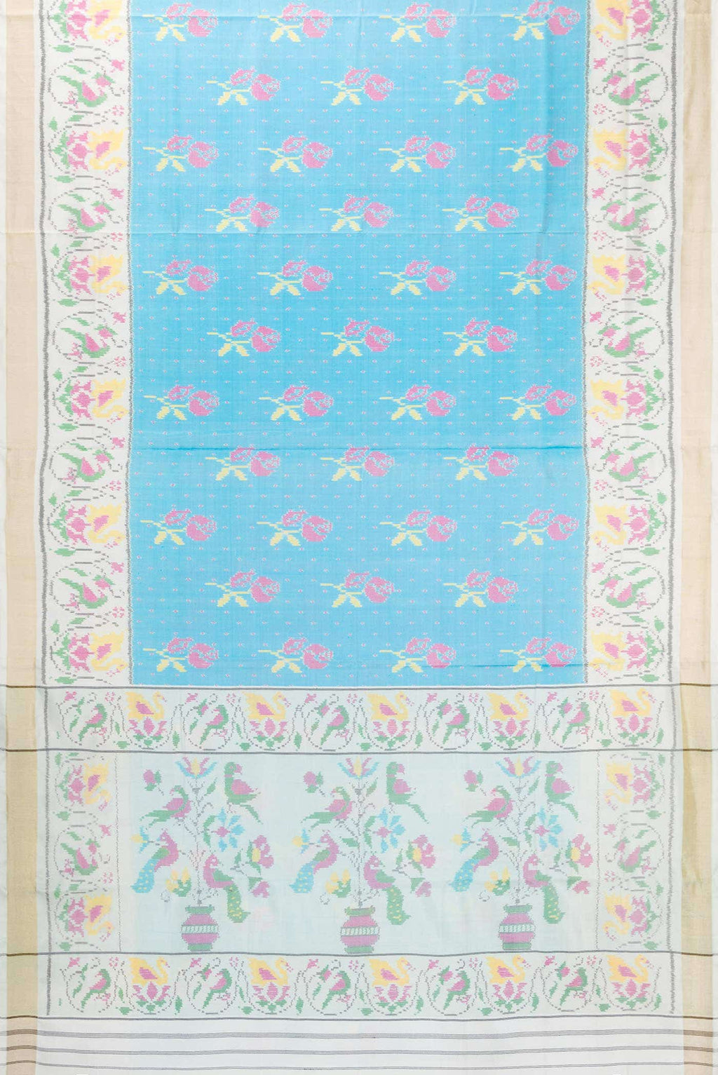 Sky Blue Dual Tone Rajkot Patola Silk Saree