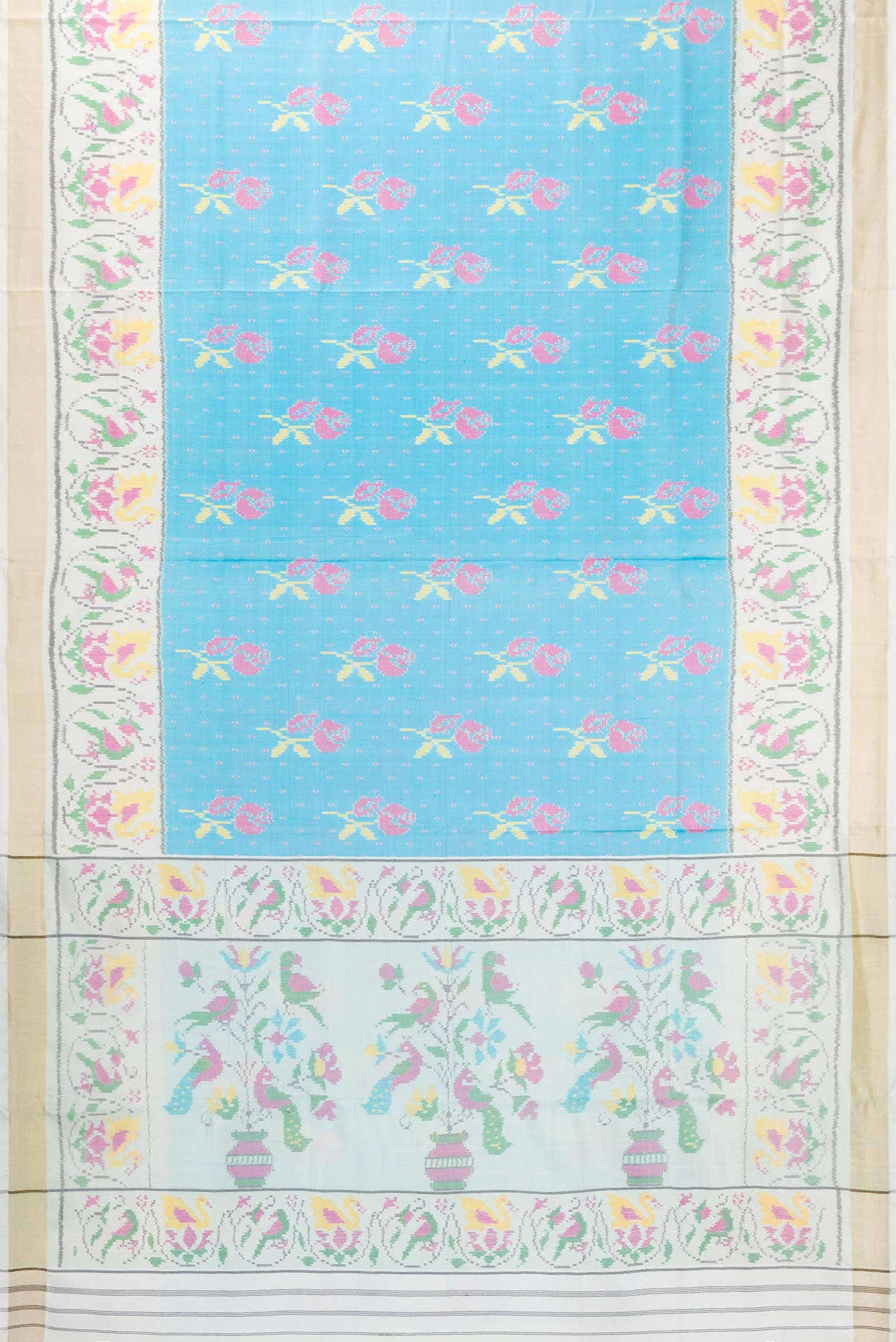 Sky Blue Dual Tone Rajkot Patola Silk Saree
