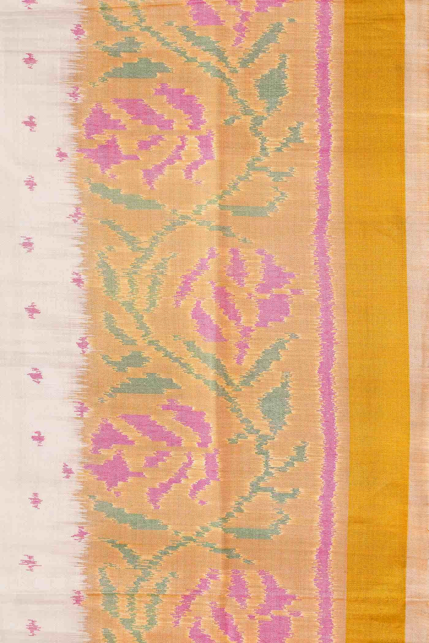 Off White Dual Tone Rajkot Patola Silk Saree
