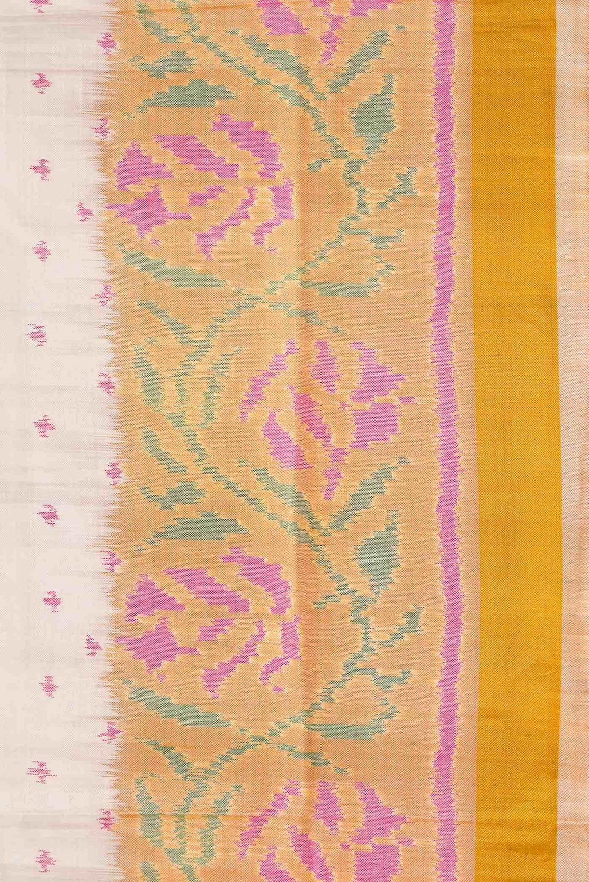 Off White Dual Tone Rajkot Patola Silk Saree