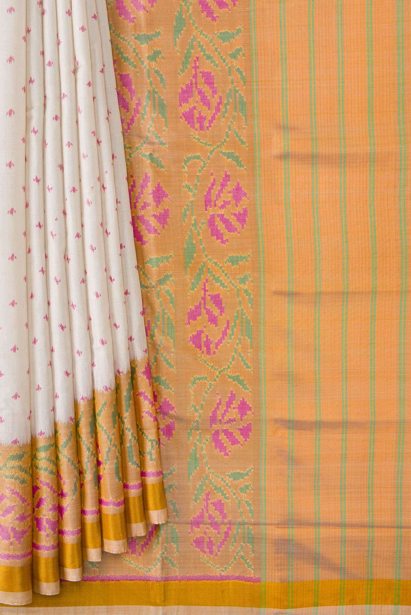 Off White Dual Tone Rajkot Patola Silk Saree