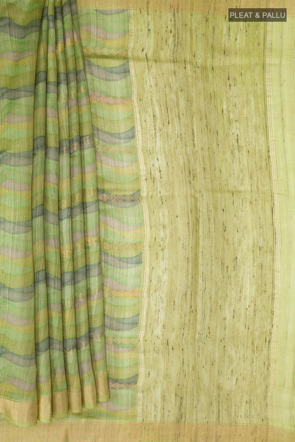 Green Bhagalpuri Tussar Silk Saree
