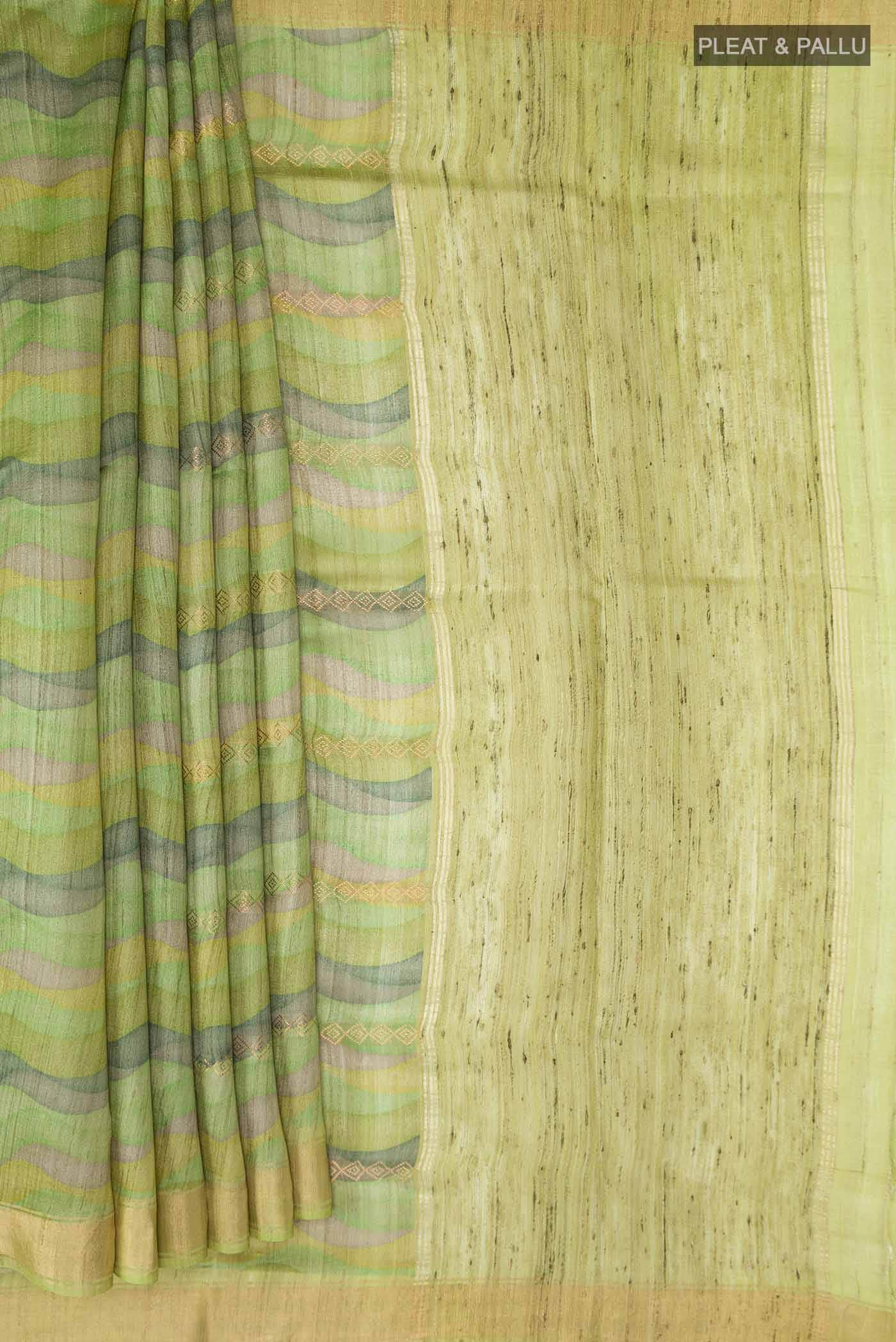 Green Bhagalpuri Tussar Silk Saree
