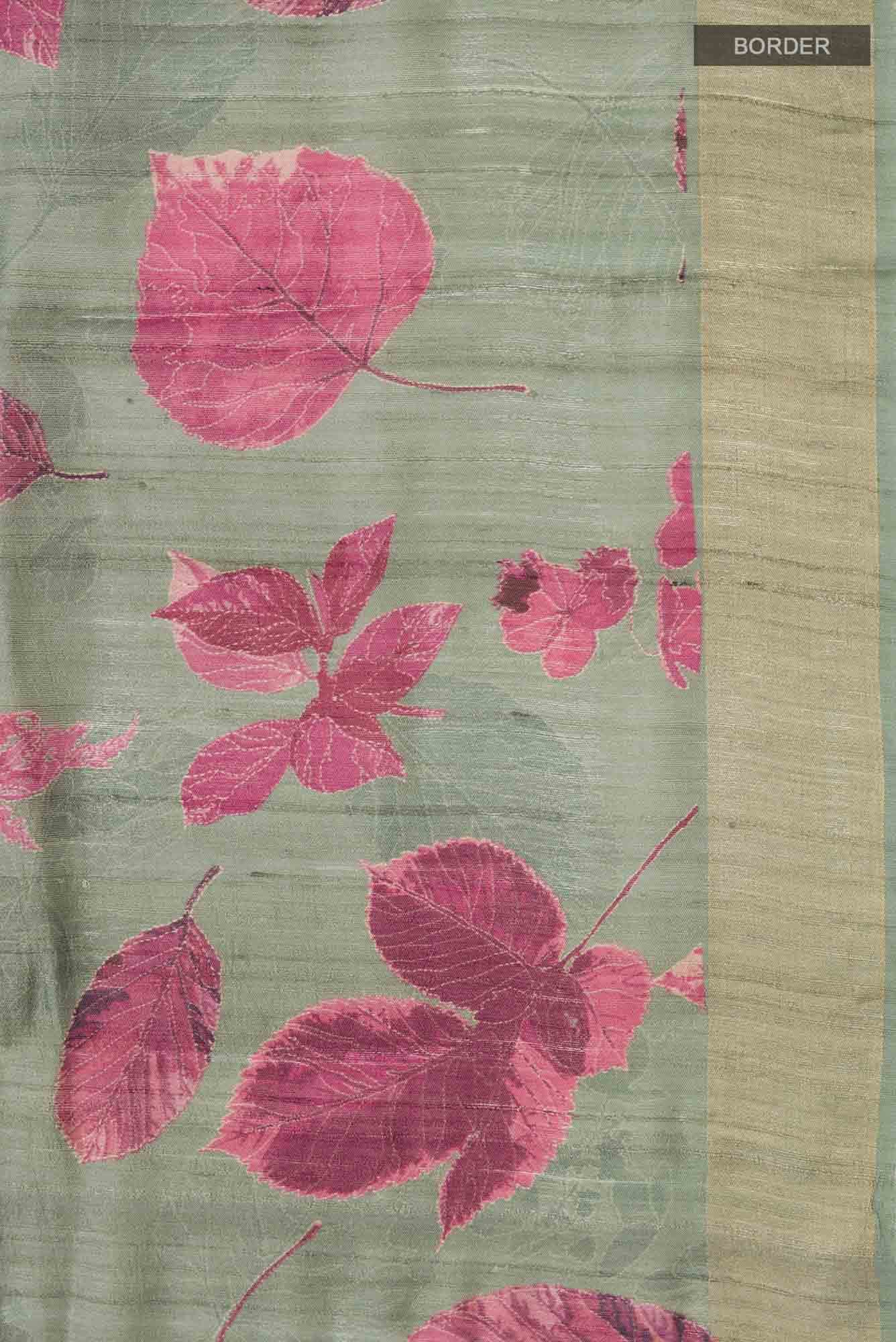 Sage Green Bhagalpuri Tussar Silk Saree