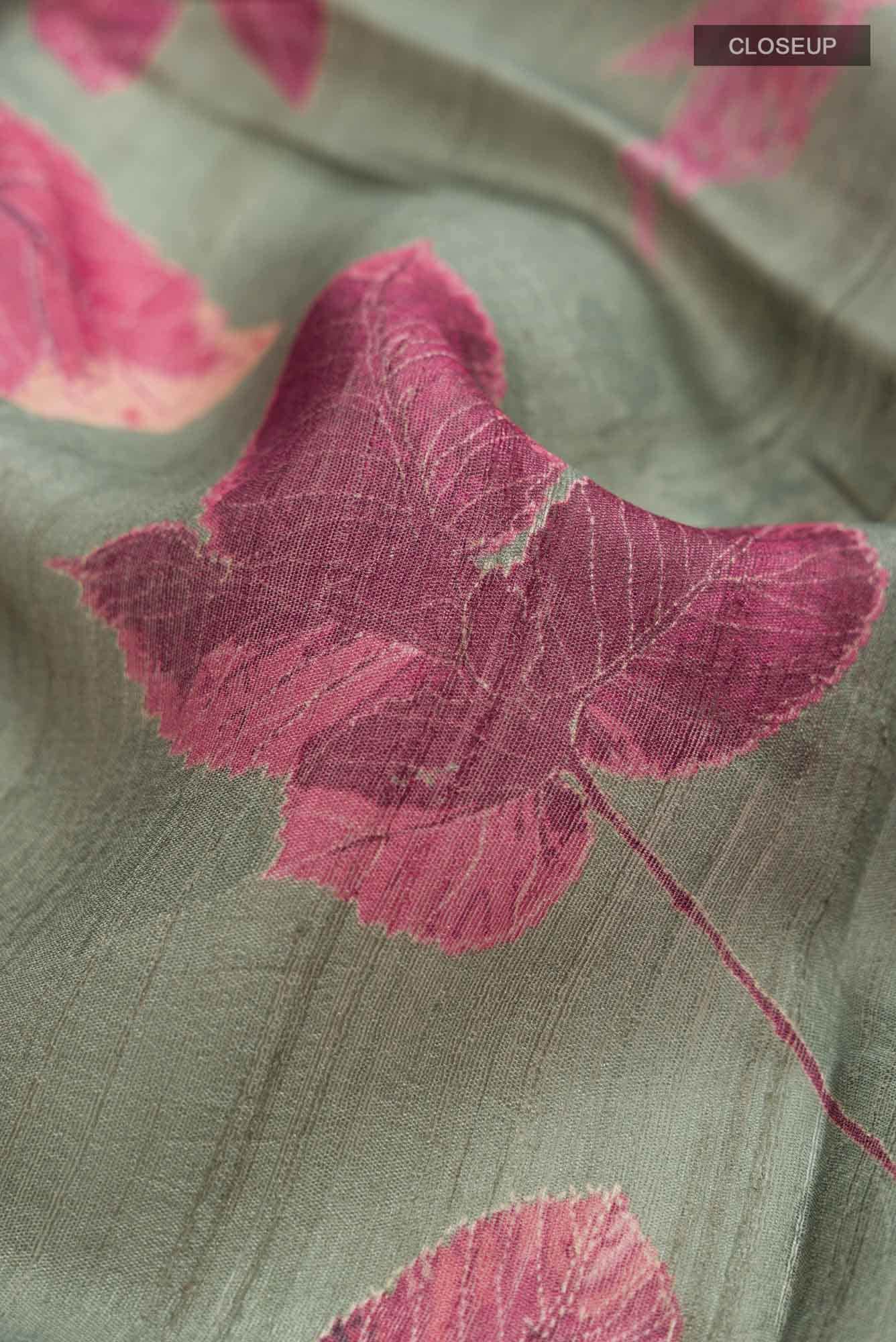 Sage Green Bhagalpuri Tussar Silk Saree