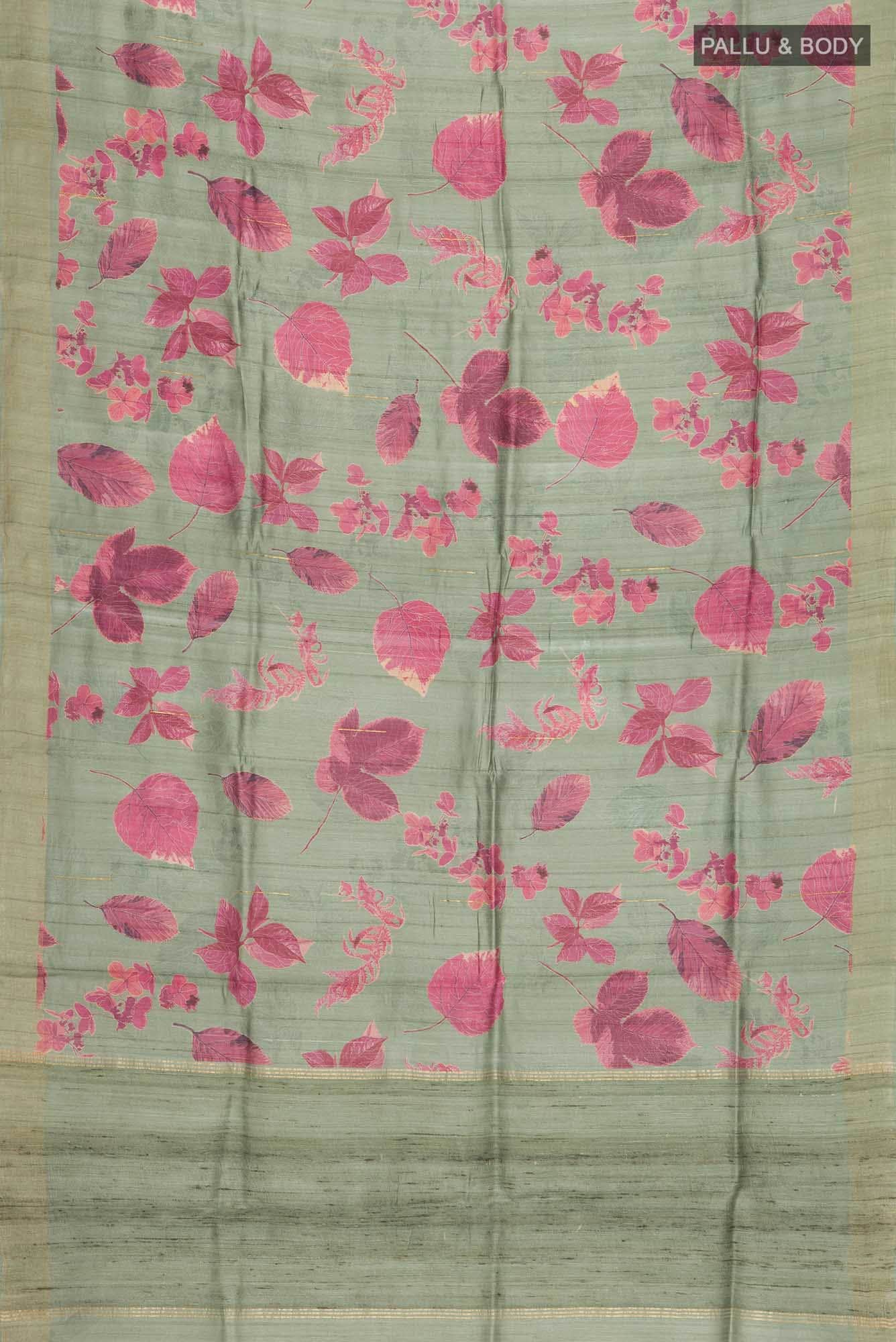 Sage Green Bhagalpuri Tussar Silk Saree