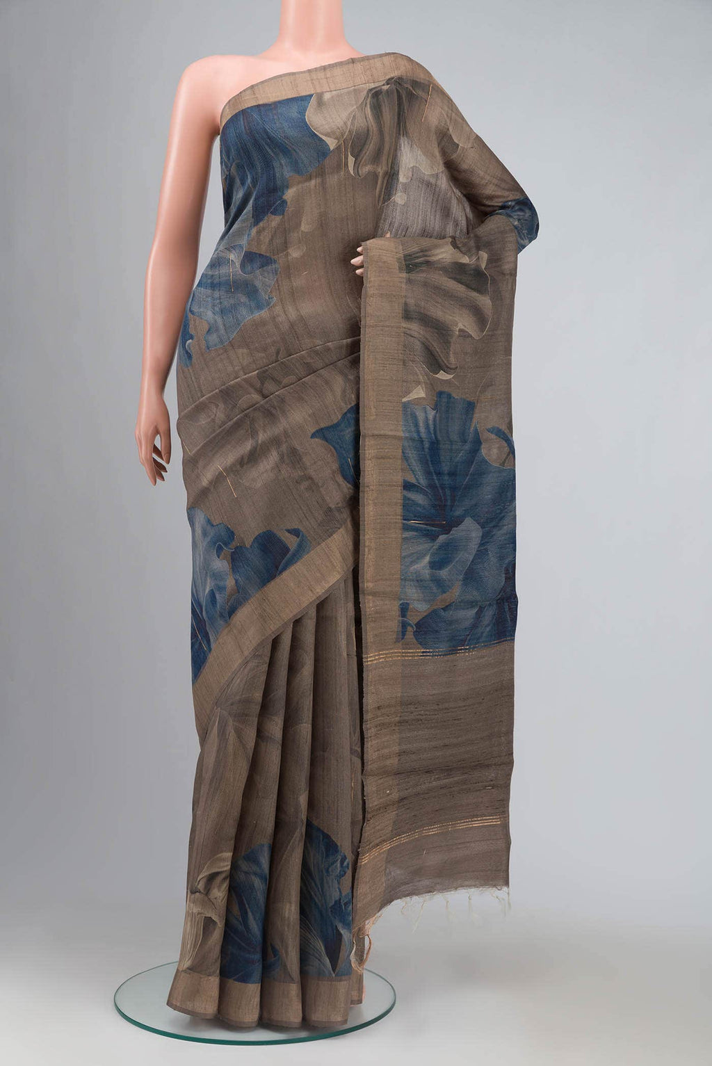 Brown Bhagalpuri Tussar Silk Saree