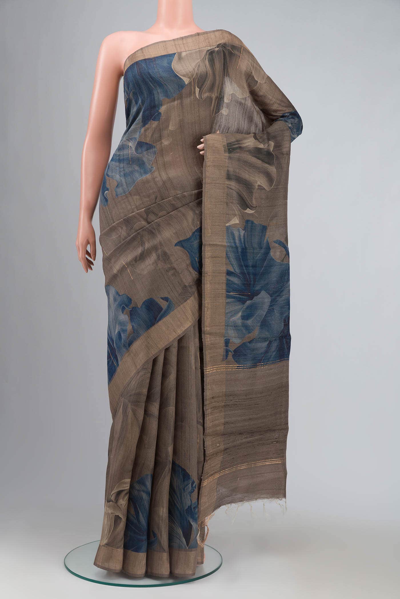 Brown Bhagalpuri Tussar Silk Saree