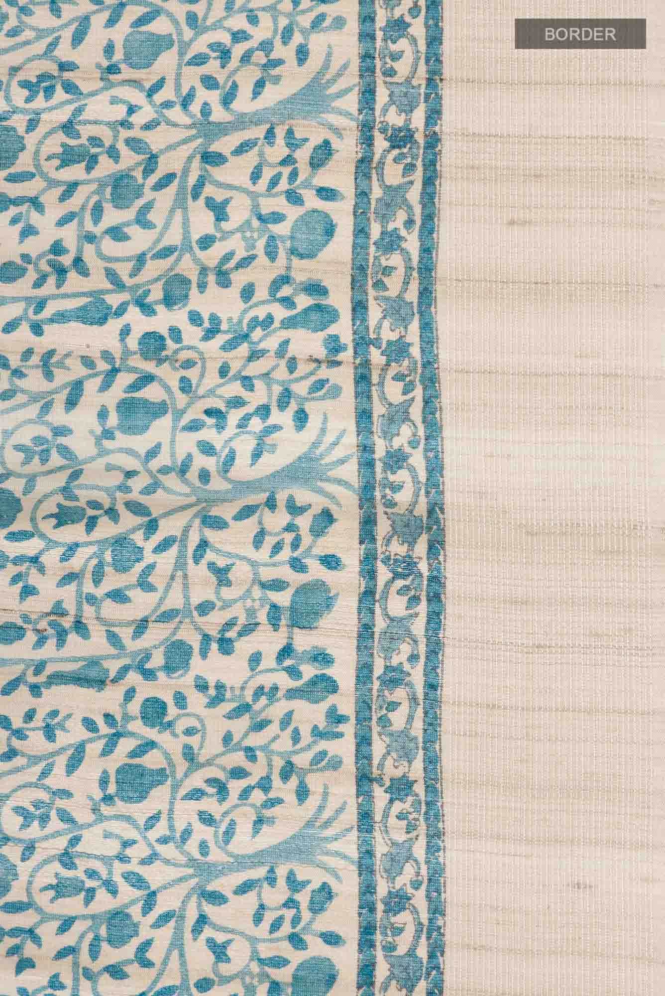 Beige Bhagalpuri Tussar Silk Saree