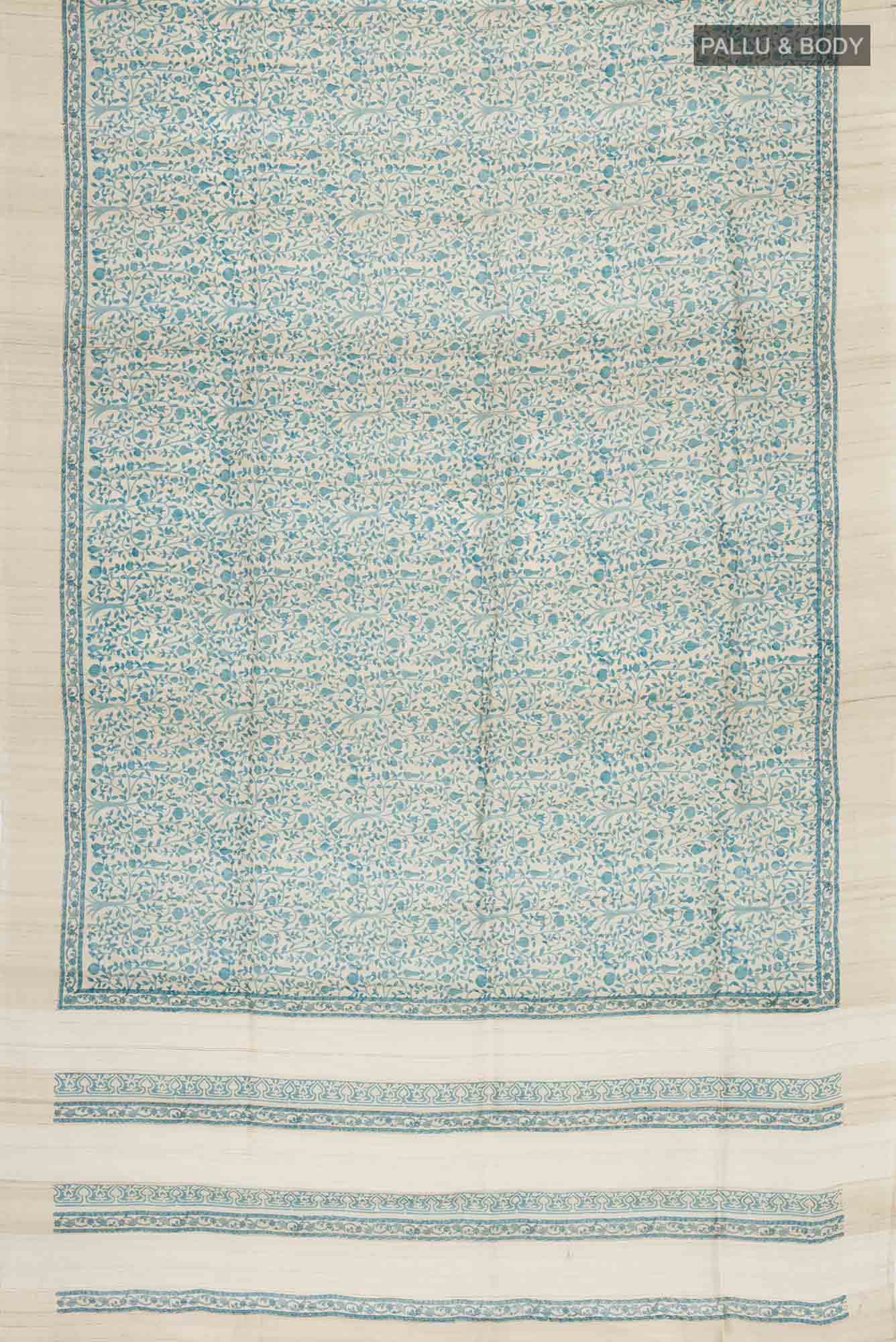Beige Bhagalpuri Tussar Silk Saree