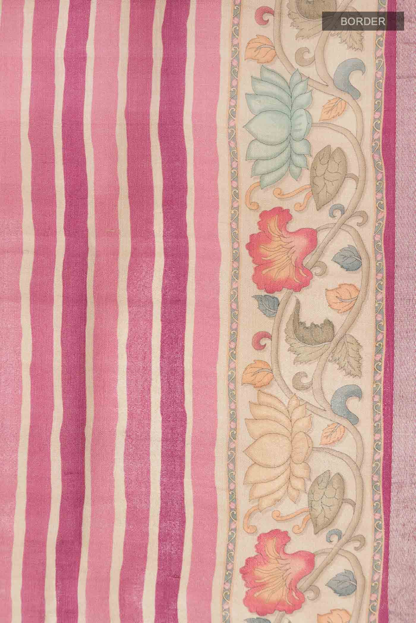 Coral Bhagalpuri Tussar Silk Saree