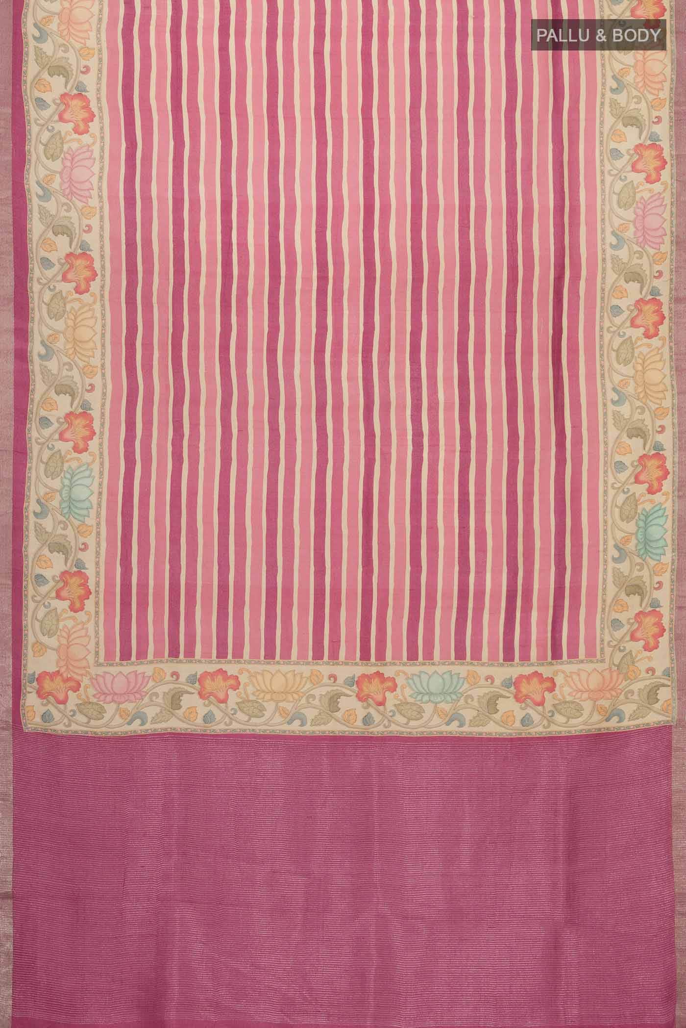 Coral Bhagalpuri Tussar Silk Saree