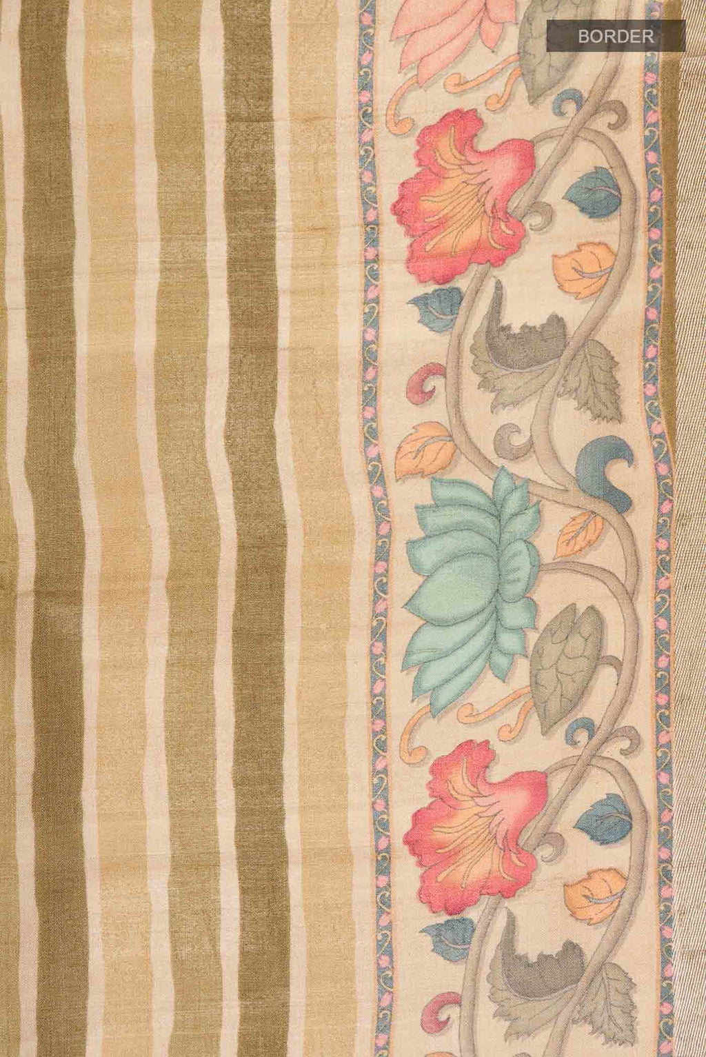 Beige Tussar Silk Saree
