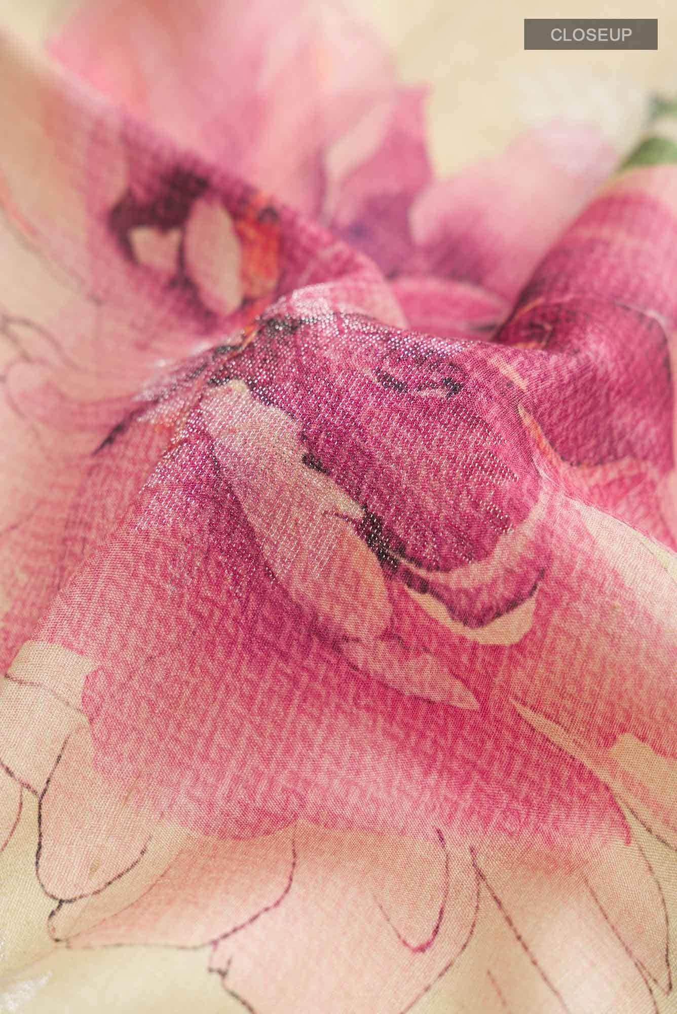 Beige Bhagalpuri Tussar Silk Saree