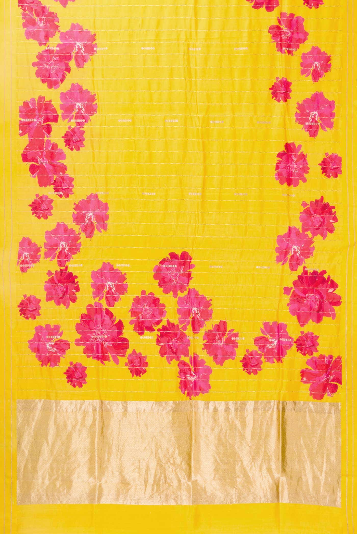 Pure Silk Pure Zari Yellow Kanchipuram Saree