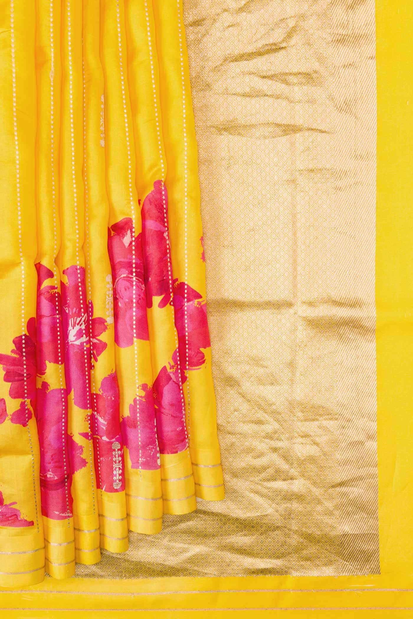 Pure Silk Pure Zari Yellow Kanchipuram Saree