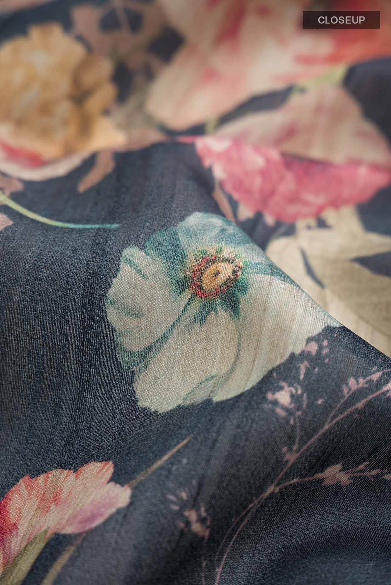 Blue Bhagalpuri Tussar Silk Saree