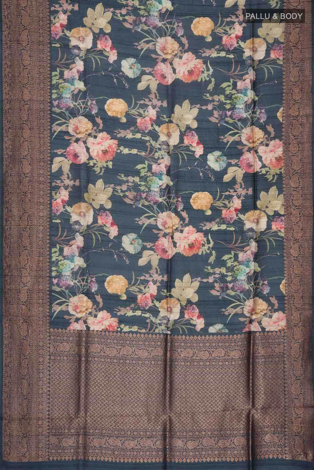 Blue Bhagalpuri Tussar Silk Saree